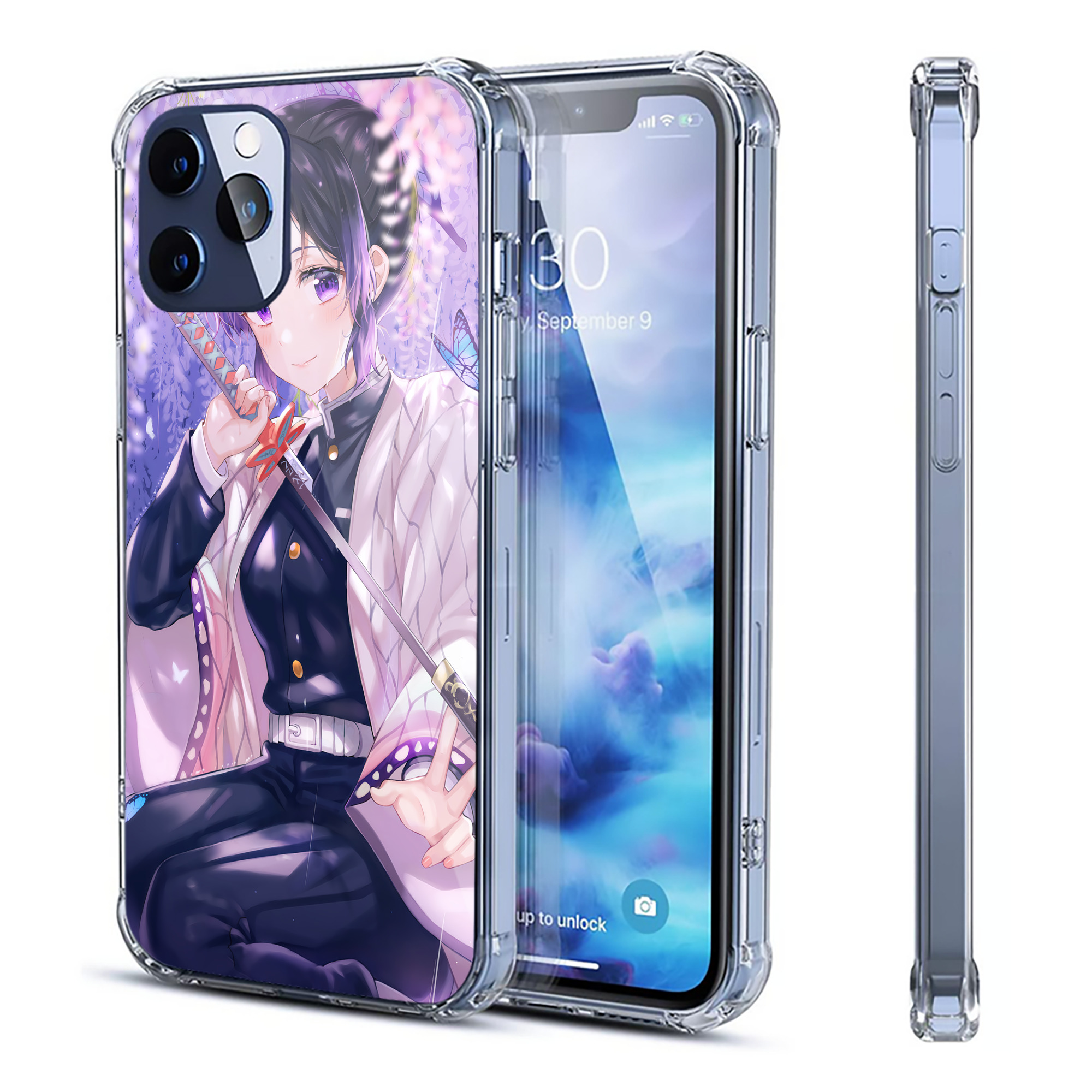 （画像用） 鬼滅の刃（きめつのやいば）蟲柱-胡蝶 しのぶ／こちょう しのぶ Kochou Shinobu 【iPhone 12シリーズ対応】透明スマホケース（クリアソフトケース）
